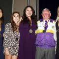 The 2005 Central Valley tennis champs: Tiffany Mendoza, Courtney Carreiro, Ruby Rodriguez, Coach Jack Bow, Lynzi Lowe.